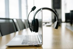 laptop with headset