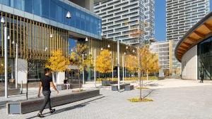 Modern business district in Vaughan with offices and high-rises, symbolizing growing demand for VoIP business phone systems in Vaughan.