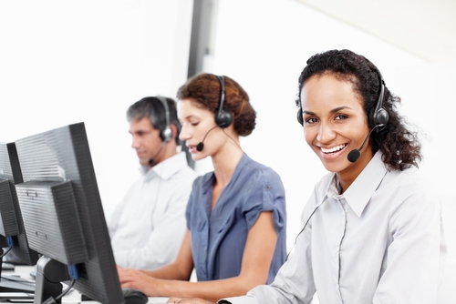 Enterprise call center team supported by outsourced telecom expense management and cloud VoIP