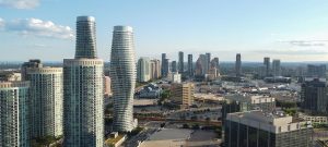 Aerial view of downtown Mississauga skyline where businesses upgrade to cloud phone system Mississauga platforms for scalable UCaaS and VoIP